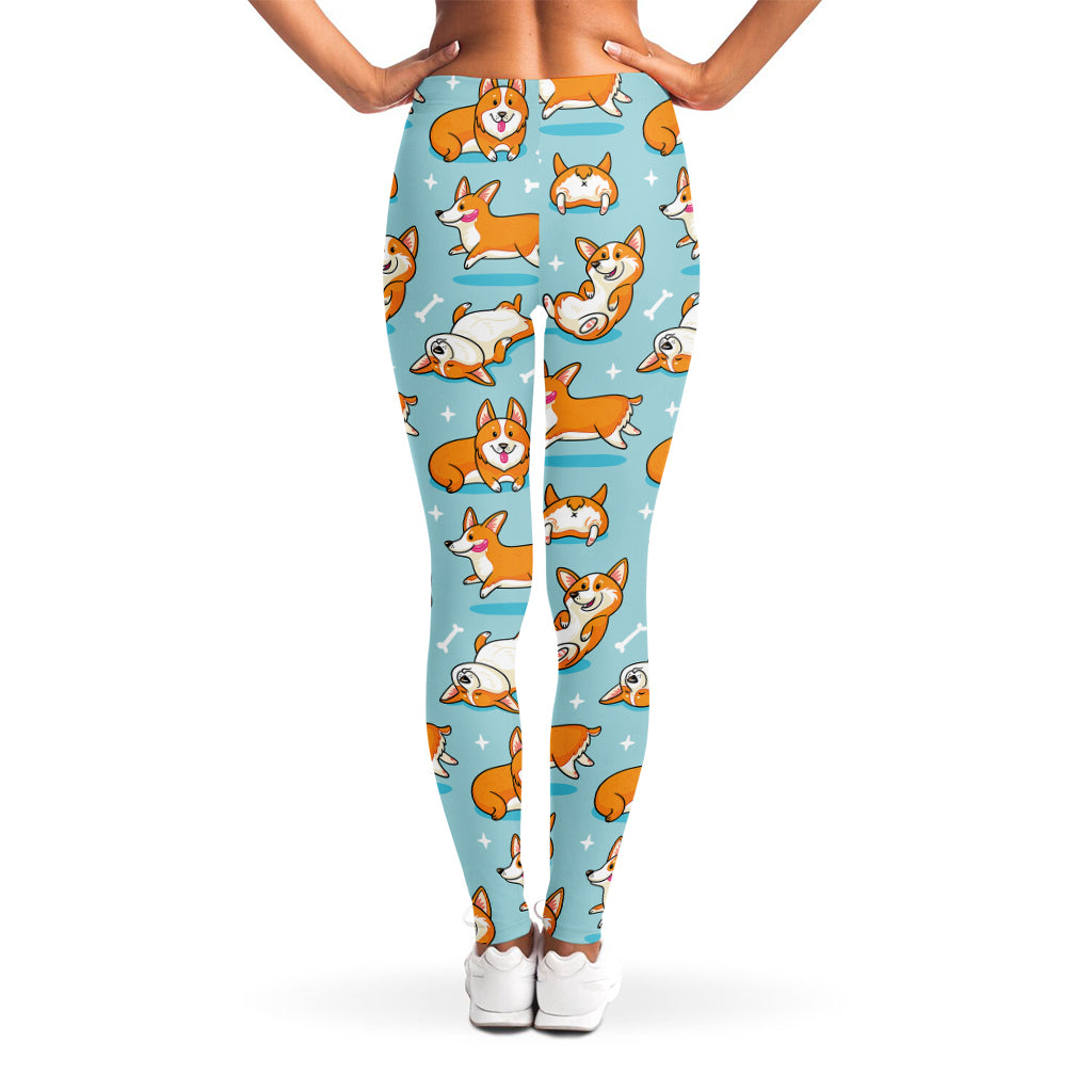 Happy Corgi Pattern Print Women's Leggings