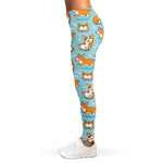 Happy Corgi Pattern Print Women's Leggings