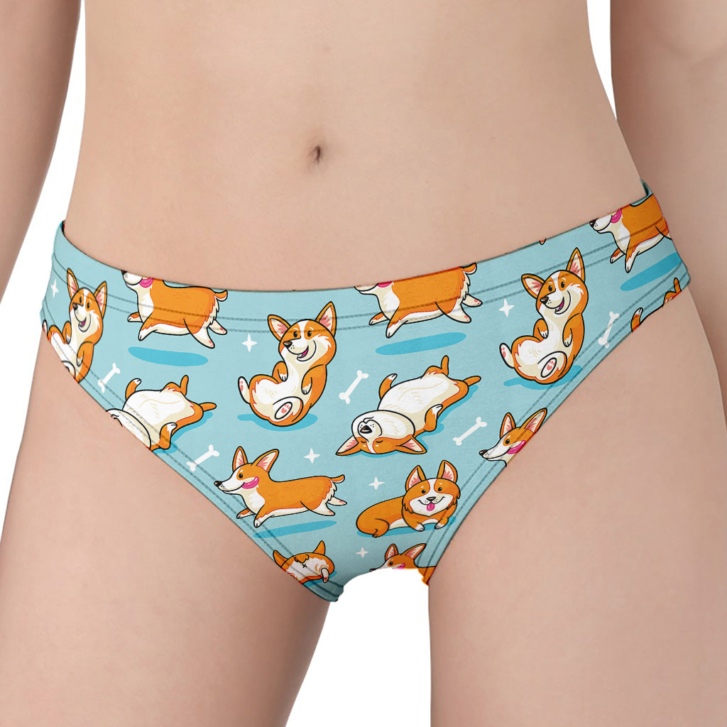 Happy Corgi Pattern Print Women's Panties