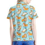 Happy Corgi Pattern Print Women's Polo Shirt