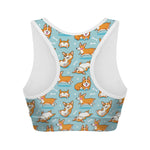 Happy Corgi Pattern Print Women's Sports Bra