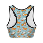 Happy Corgi Pattern Print Women's Sports Bra