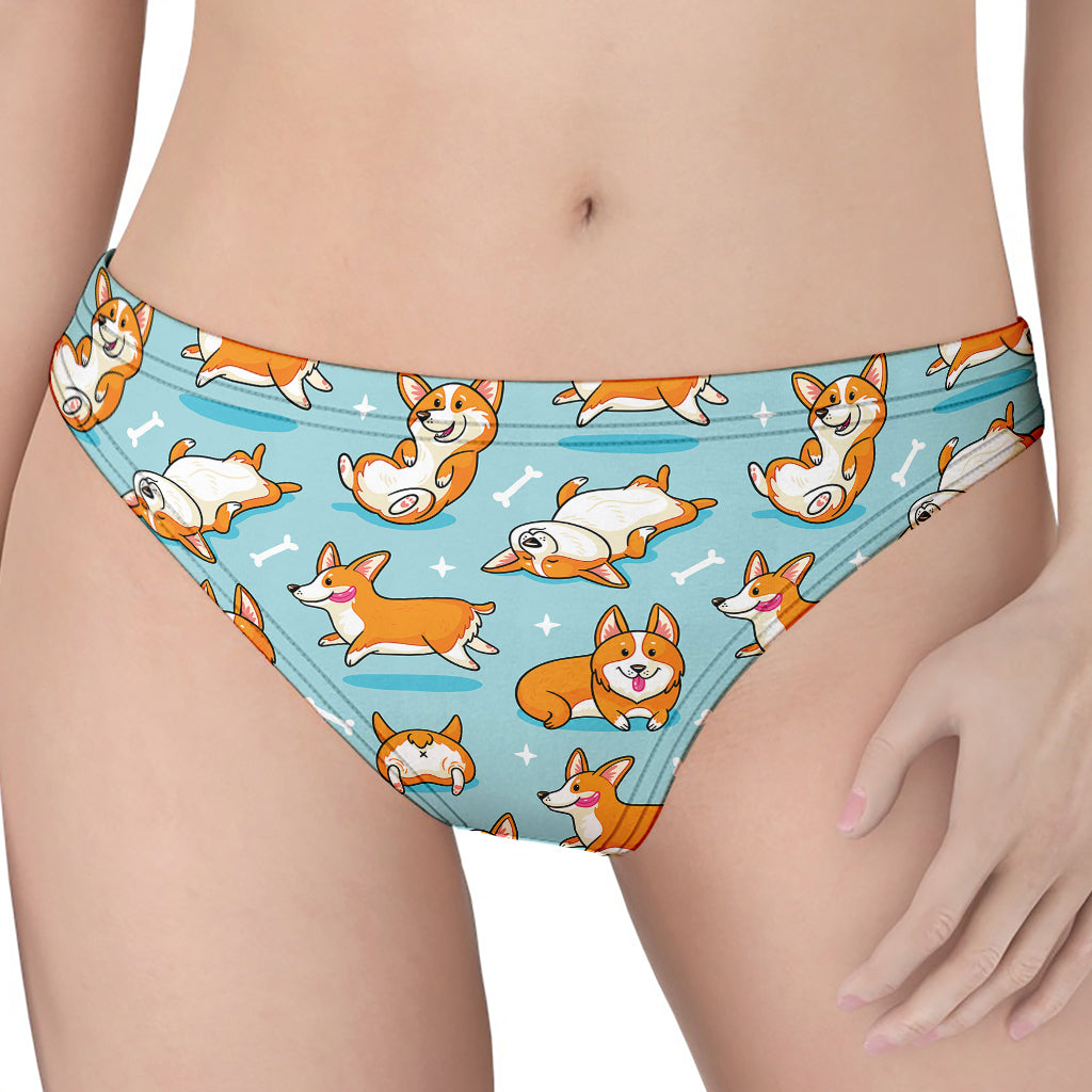 Happy Corgi Pattern Print Women's Thong