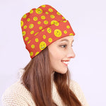 Happy Emoji Pattern Print Beanie