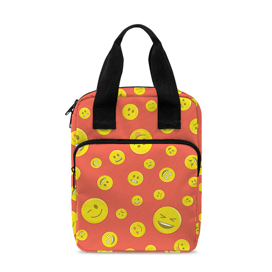 Happy Emoji Pattern Print Bible Tote Bag