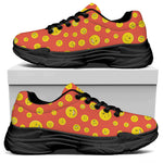 Happy Emoji Pattern Print Black Chunky Shoes