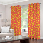 Happy Emoji Pattern Print Blackout Grommet Curtains