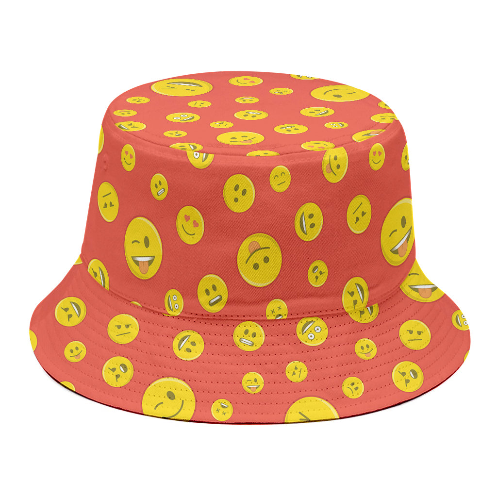 Happy Emoji Pattern Print Bucket Hat