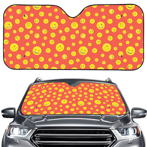 Happy Emoji Pattern Print Car Windshield Sun Shade