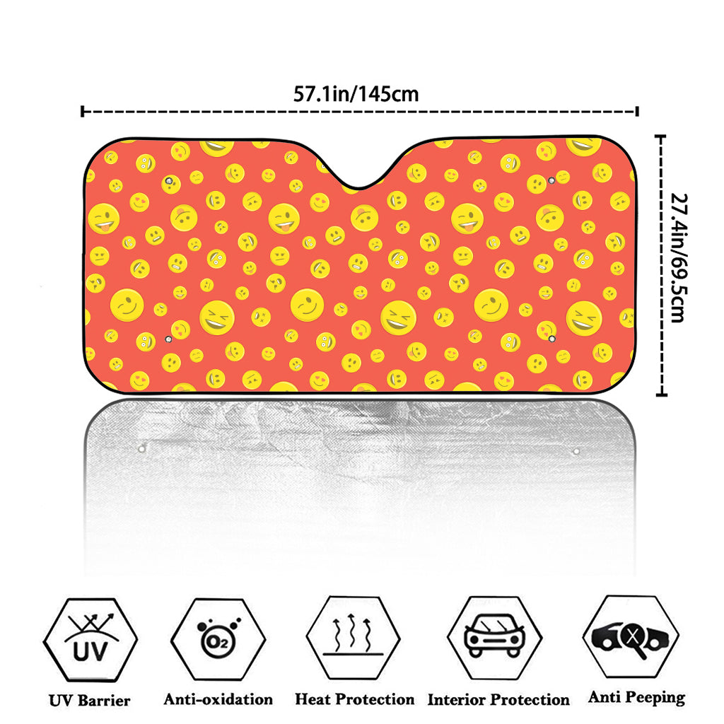 Happy Emoji Pattern Print Car Windshield Sun Shade