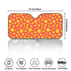 Happy Emoji Pattern Print Car Windshield Sun Shade