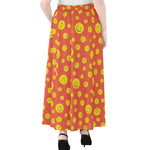 Happy Emoji Pattern Print Chiffon Maxi Skirt