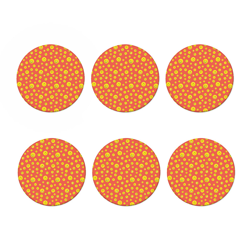 Happy Emoji Pattern Print Coaster Set