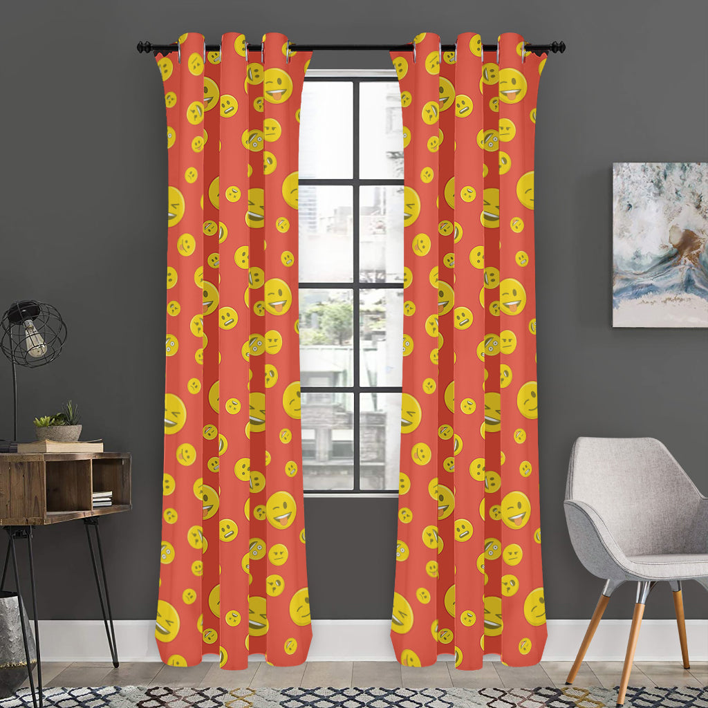 Happy Emoji Pattern Print Curtain