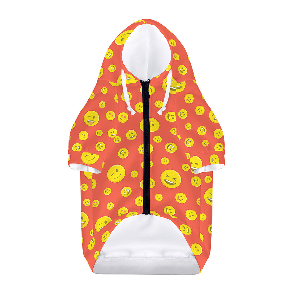 Happy Emoji Pattern Print Dog Zip Up Hoodie