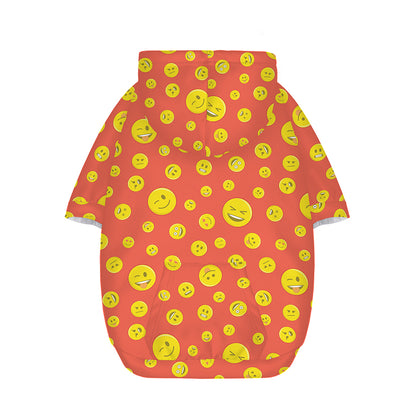 Happy Emoji Pattern Print Dog Zip Up Hoodie