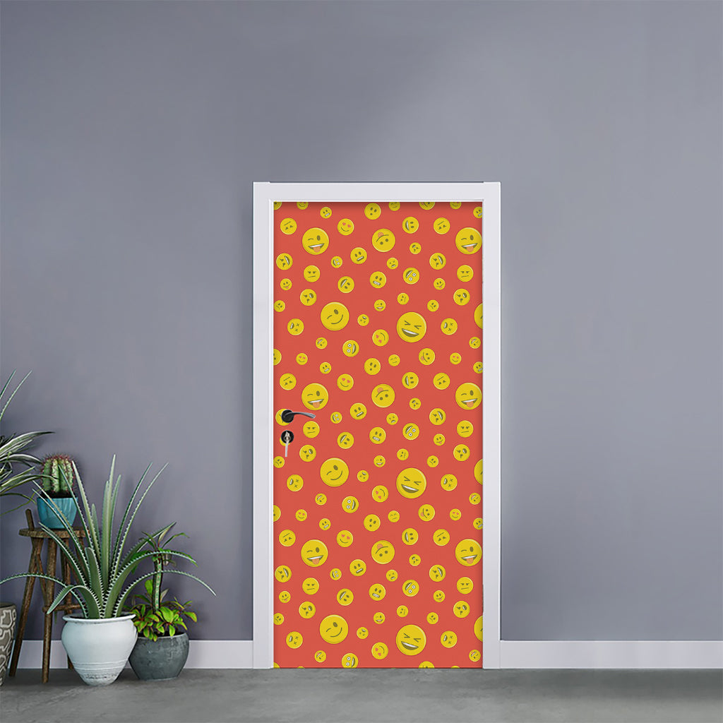 Happy Emoji Pattern Print Door Sticker