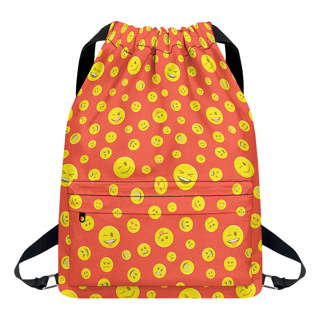 Happy Emoji Pattern Print Drawstring Backpack
