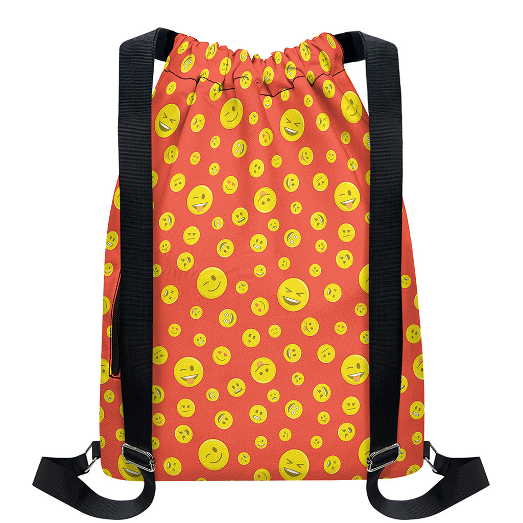 Happy Emoji Pattern Print Drawstring Backpack