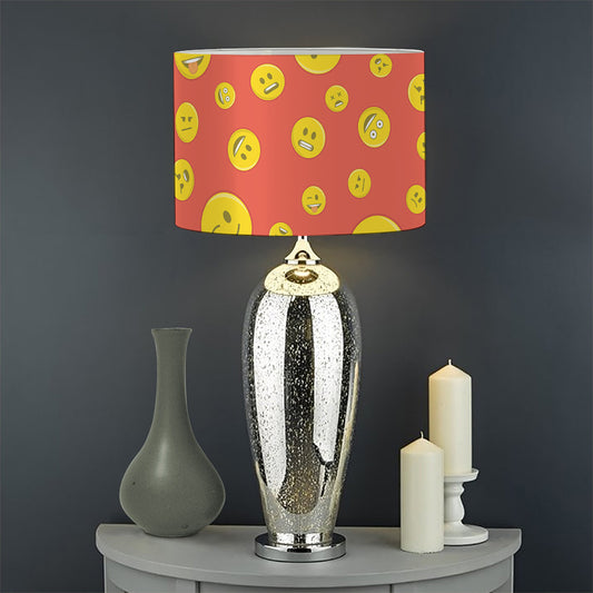 Happy Emoji Pattern Print Drum Lamp Shade