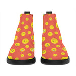 Happy Emoji Pattern Print Flat Ankle Boots