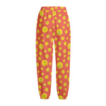 Happy Emoji Pattern Print Fleece Lined Knit Pants