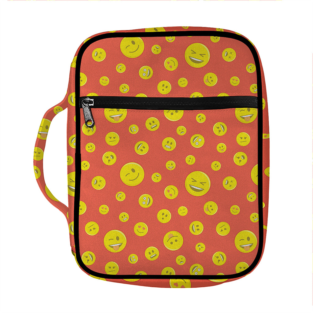 Happy Emoji Pattern Print Front Pocket Bible Bag