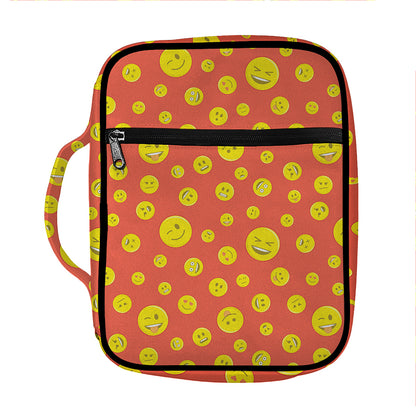 Happy Emoji Pattern Print Front Pocket Bible Bag