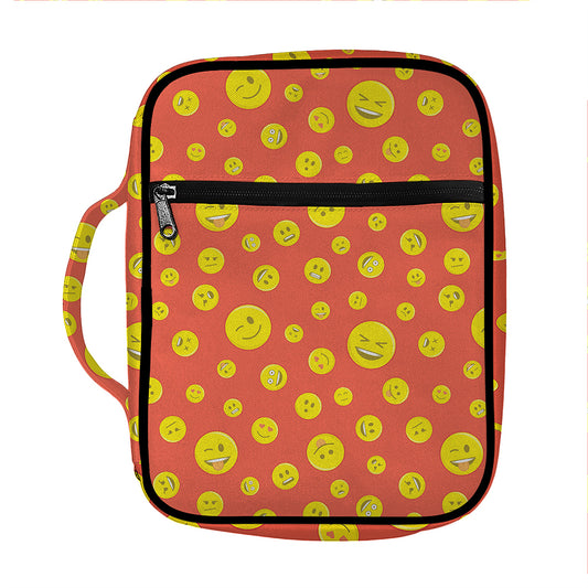 Happy Emoji Pattern Print Front Pocket Bible Bag