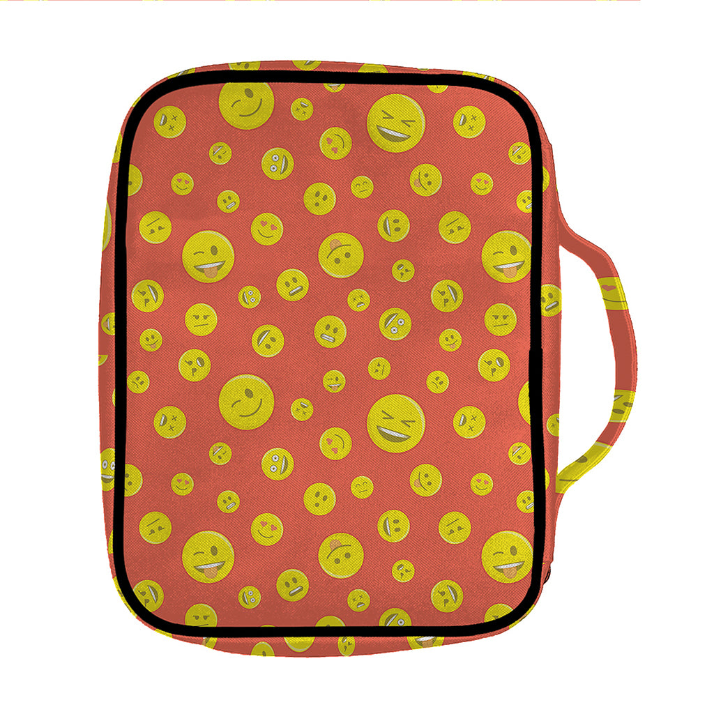 Happy Emoji Pattern Print Front Pocket Bible Bag