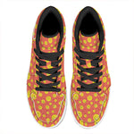 Happy Emoji Pattern Print High Top Leather Sneakers
