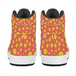 Happy Emoji Pattern Print High Top Leather Sneakers