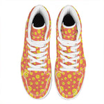 Happy Emoji Pattern Print High Top Leather Sneakers
