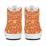 Happy Emoji Pattern Print High Top Leather Sneakers