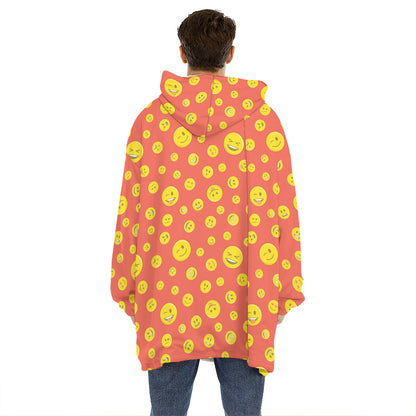 Happy Emoji Pattern Print Hoodie Blanket