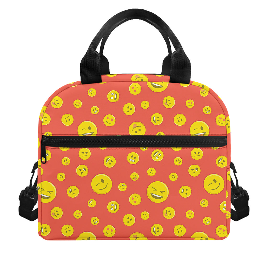 Happy Emoji Pattern Print Insulated Lunch Bag