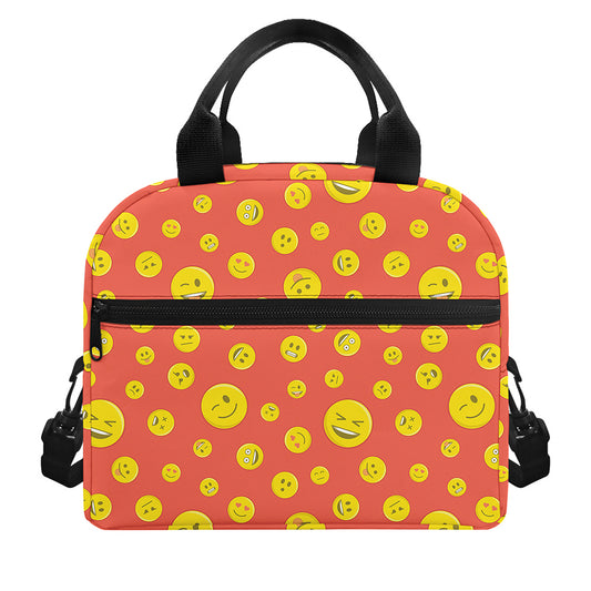 Happy Emoji Pattern Print Insulated Lunch Bag