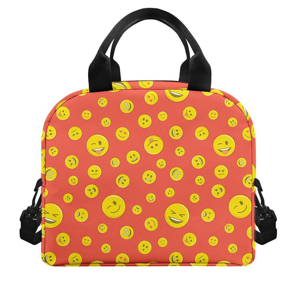Happy Emoji Pattern Print Insulated Lunch Bag