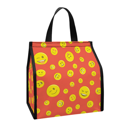 Happy Emoji Pattern Print Insulated Lunch Tote