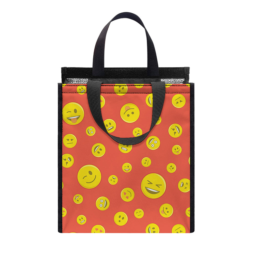 Happy Emoji Pattern Print Insulated Lunch Tote
