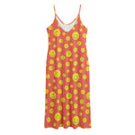 Happy Emoji Pattern Print Jersey Midi Cami Dress