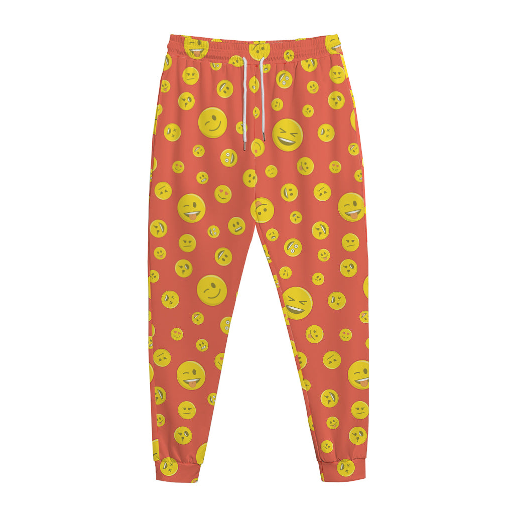 Happy Emoji Pattern Print Jogger Pants