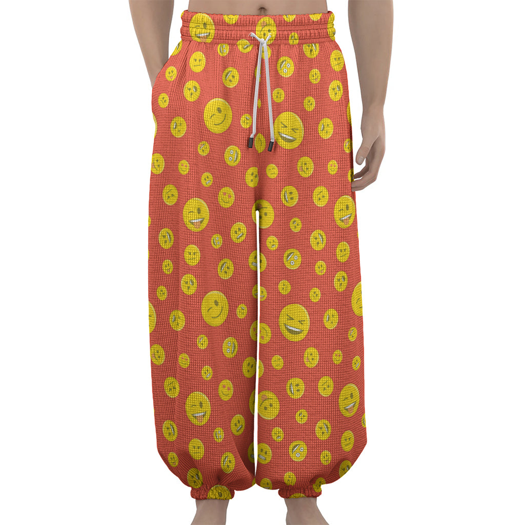 Happy Emoji Pattern Print Lantern Pants