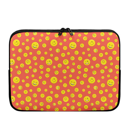 Happy Emoji Pattern Print Laptop Sleeve