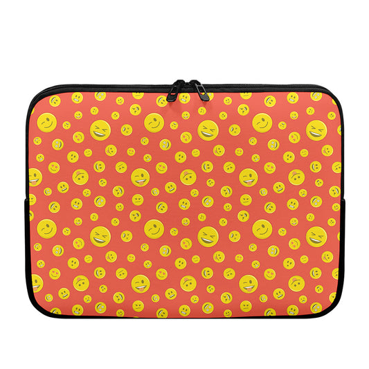 Happy Emoji Pattern Print Laptop Sleeve