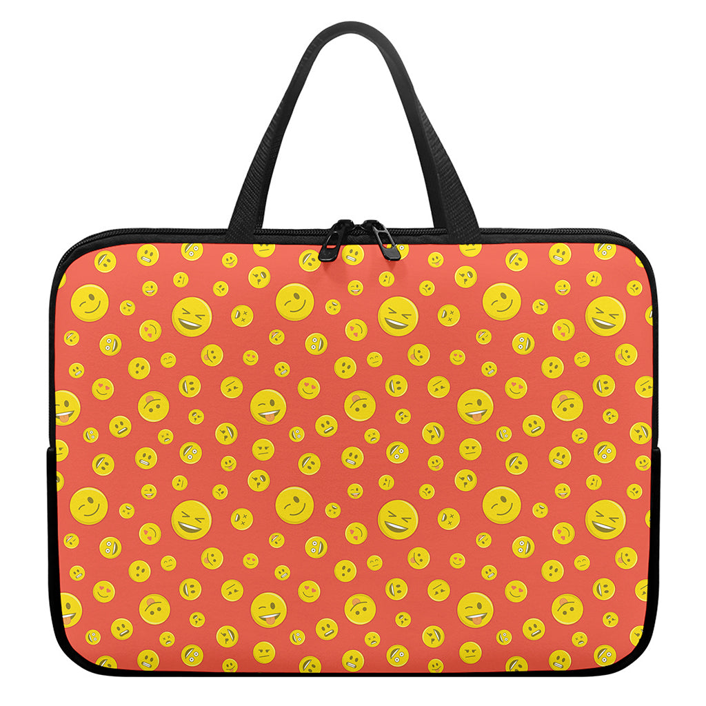 Happy Emoji Pattern Print Laptop Sleeve With Handle