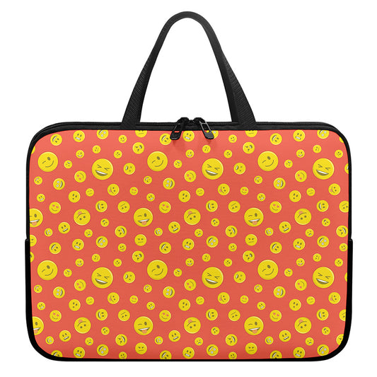 Happy Emoji Pattern Print Laptop Sleeve With Handle