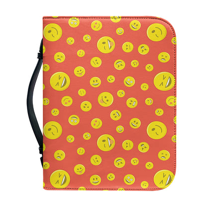 Happy Emoji Pattern Print Leather Bible Cover