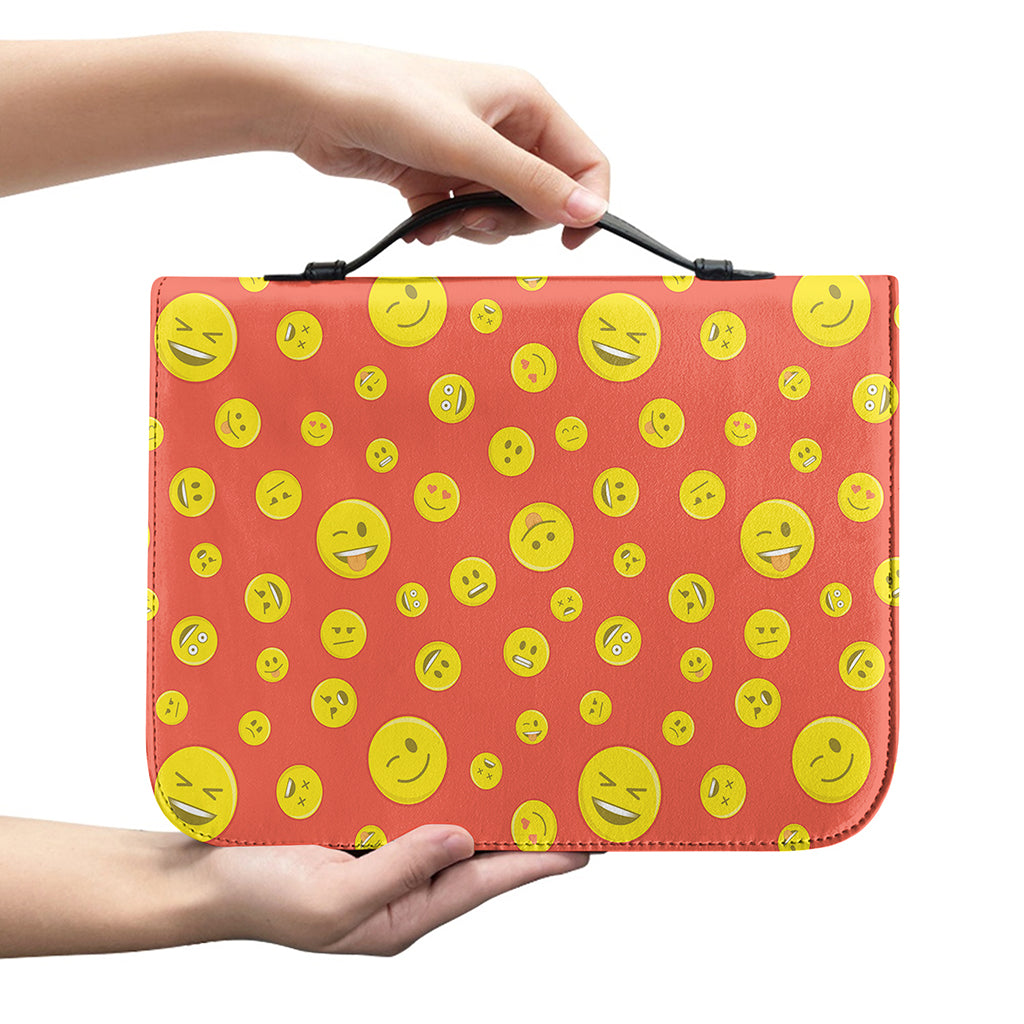Happy Emoji Pattern Print Leather Bible Cover