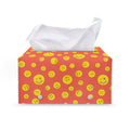 Happy Emoji Pattern Print Leather Tissue Box Cover